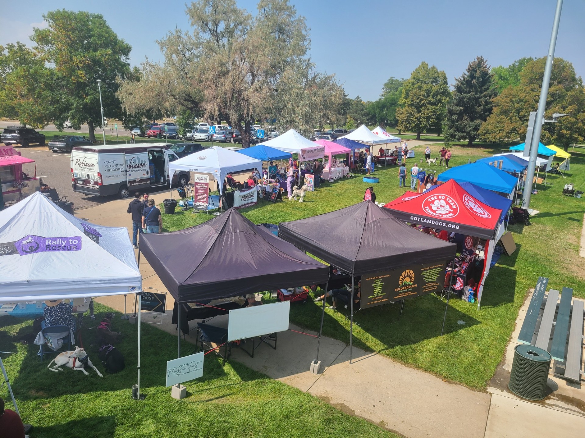 Vendor tents at A Day With the Dogs community event in Colorado